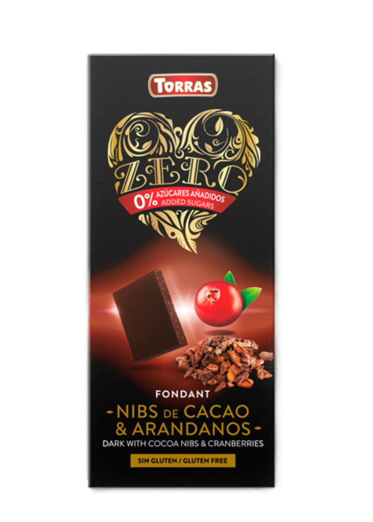 Torras Zero Nibs de cacao y arandanos 125 gr (1)